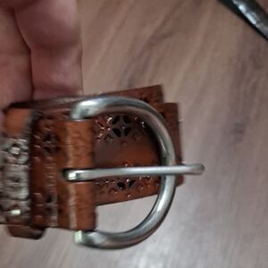 Fossil Brown and Silver Leather Belt Premium Accessory